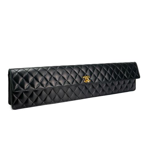 chanel clutch 1989|Chanel 1989 Black Lambskin Extra Long Elongated Classic Flap .